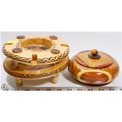 HANDCARVED WOOD BOTTLE HOLDER