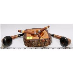 HANDCARVED SOLID WOOD ASHTRAY WITH TWO