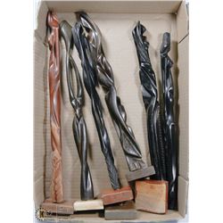 FLAT OF CARVED WOMEN FIGURINE DISPLAYS