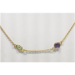 #7-STERLING SILVER & GOLD PLATED GARNET,