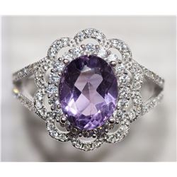 #10-STERLING SILVER AMETHYST & CUBIC