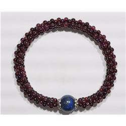 #12-NATURAL GARNET & LAPIS LAZULI BRACELET