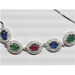 #16-STERLING SILVER SAPPHIRE ,EMERALD AND