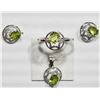 Image 1 : #17-STERLING SILVER PERIDOT RING ,EARRINGS