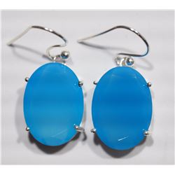 #18-STERLING SILVER AQUA BLUE EARRINGS (6.54G)