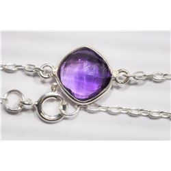 #20-STERLING SILVER AMETHYST  BRACELET