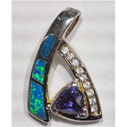 #22-STERLING SILVER SYNTHETIC TANZANITE  &
