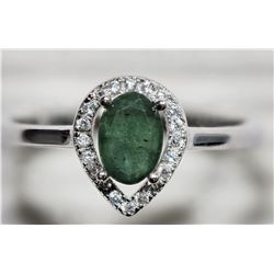 #24-STERLING SILVER EMERALD & CUBIC ZIRCONIA