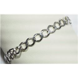 #37-STERLING SILVER LINK MENS BRACELET