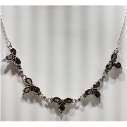 #39-STERLING SILVER GARNET NECKLACE(12.6G)