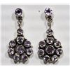 Image 1 : #42-STERLING SILVER AMETHYST DROP EARRINGS
