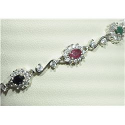 #49-STERLING SILVER SAPPHIRE ,RUBY AND