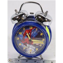 SPIDERMAN TWIN-BELL ALARM CLOCK 2008 "WORKING"