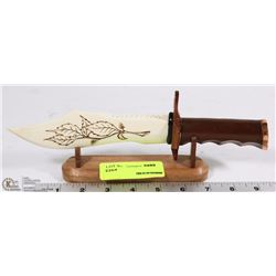 CARVED WOOD AND BONE DAGGER