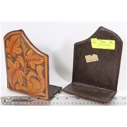 GENUINE LEATHER CAST IRON BOOKENDS