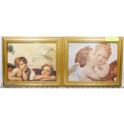 2 CHERUB/ANGEL PICTURES FRAMED 12"X10" EACH