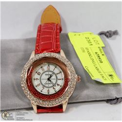 NEW RED SPARKLING LARGE FACE WATCH WITH
