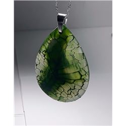#11 - GREEN FIRE DRAGON'S VEIN AGATE PENDANT