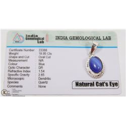 #2-NATURAL CAT'S EYE  SILVER PENDANT