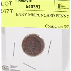 1956 US PENNY MISPUNCHED PENNY