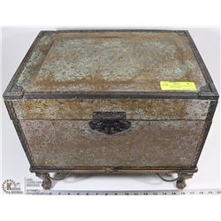 DECORATIVE WOODEN CHEST BOX WITH METAL STAND