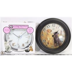 A NEW 'MEOWIN' CAT CLOCK AND A CATS&DOGS WALL