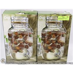2 NEW DEL SOL BIG MASON JAR DRINK DISPENSERS