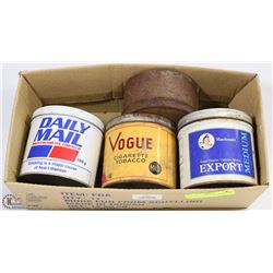 LOT OF 4 VINTAGE CIGARETTE TINS