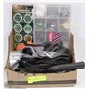 Image 1 : BOX OF NEW HARDWARE ETC INCL NEW BOB DALE GLOVES,
