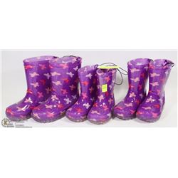 3 PAIRS OF KIDS LIGHT UP RAIN BOOTS