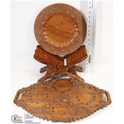 LOT OF 3 HANDCARVED TRAYS