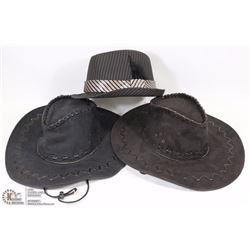 FLAT W/2 NEW BLACK COWBOY HATS & 1 NEW