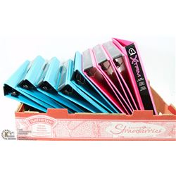 9 THREE RING BINDERS