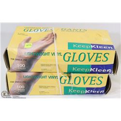 TWO BOXES OF DISPOSABLE VINYL GLOVES SIZE X-LARGE