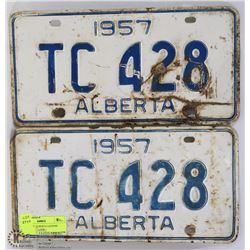 SET OF 1957 ALBERTA LICENSE PLATES