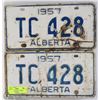 Image 1 : SET OF 1957 ALBERTA LICENSE PLATES