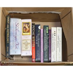 BOX WITH TWO SETS OF TAROT CARDS AND SPELL BOOKS