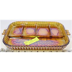 VINTAGE ESTATE CARNIVAL GLASS SECTIONAL PLATE -