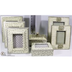 FLAT OF MATCHING DECOR INCL 5 PICTURE FRAMES,