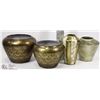 Image 1 : LOT OF 4 GOLD LEAF AND SHELL VASES/PLANTERS