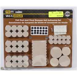 FIX IT 200PC FELT PAD & VINYL BUMPER SELF ADHESIVE