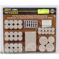 FIX IT 200PC FELT PAD & VINYL BUMPER SELF ADHESIVE