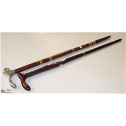 2 WOOD & METAL CANES
