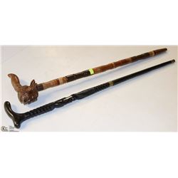 2 WOOD & METAL CANES