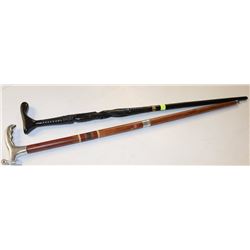 2 WOOD & METAL CANES