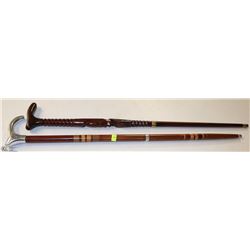 2 METAL AND WOOD CANES