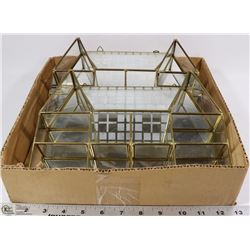 BOX OF 2 BRASS AND GLASS MIRRORED ORNAMENT