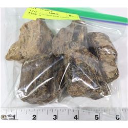 BAG OF 5 LARGE RAW AMBER STONES