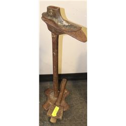 ANTIQUE WOODEN MALLET , SHOE REPAIR STAND