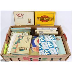 16 CIGARETTE TINS WITH 6 SLEEVES , 2 CIGAR BOXES